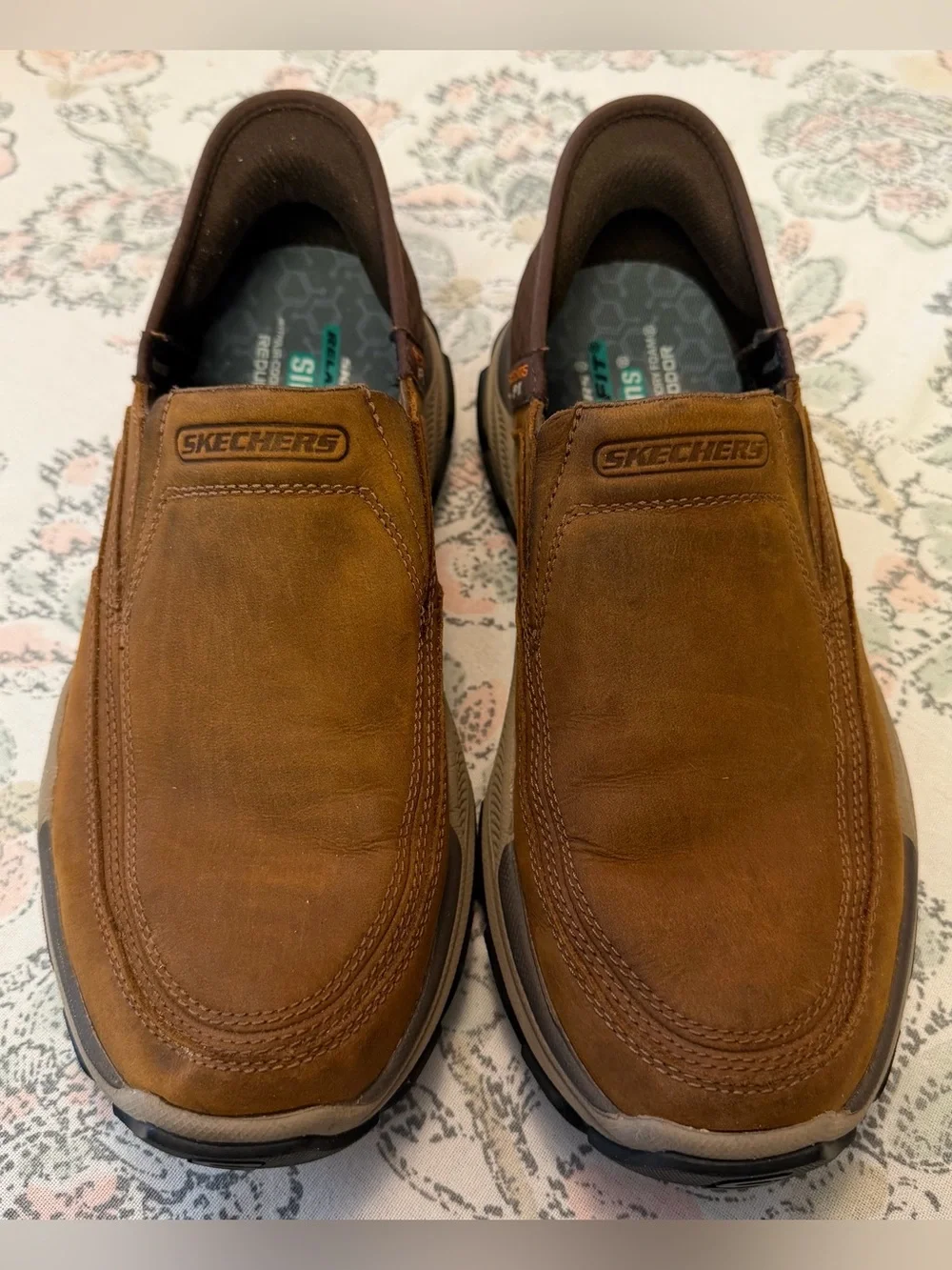 Skechers Men's Slip-On Loafers in Chestnut Brown Nubuck Leathr